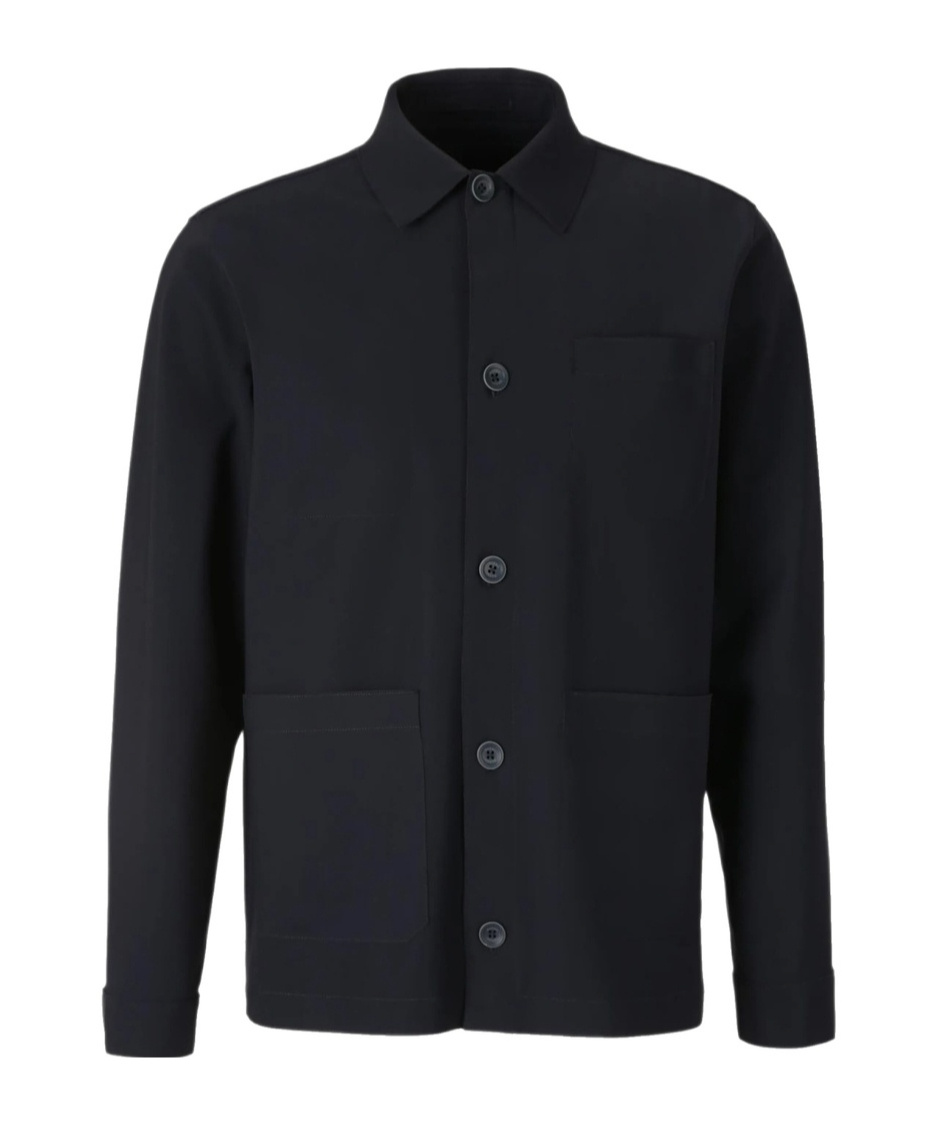 Herno Point Collar Jacket With Three Patch Pockets In Black
