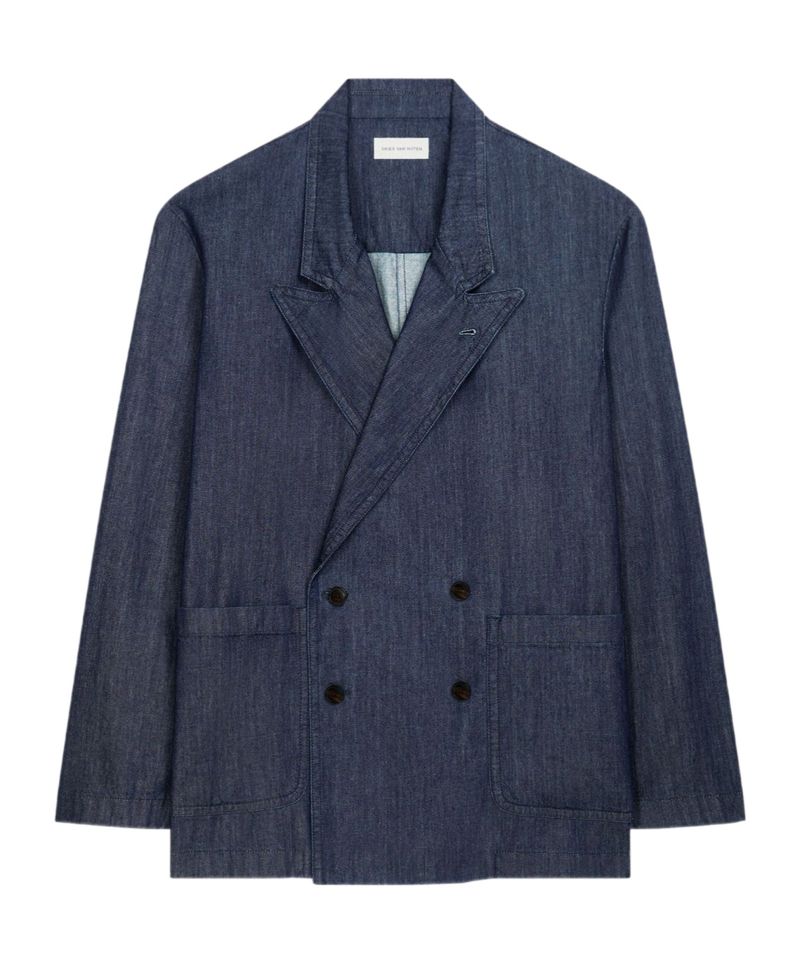 Dries Van Noten Double-breasted Denim Blazer In Black