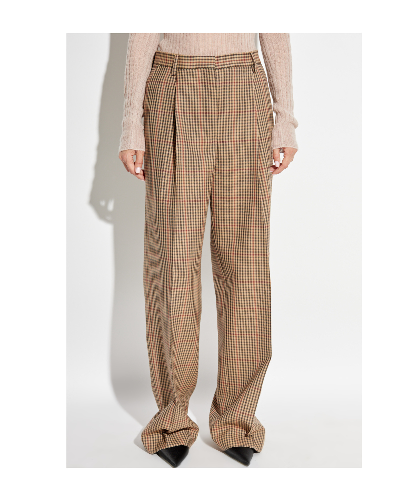 Dries Van Noten Check Casual Pants In Brown