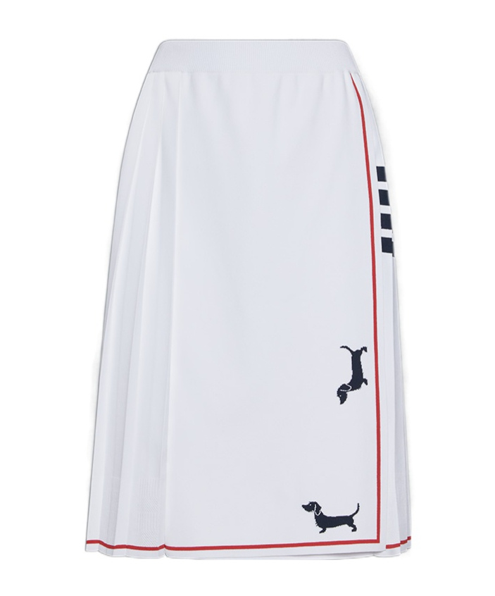Shop Thom Browne 4-bar Pleated Hector Skirt