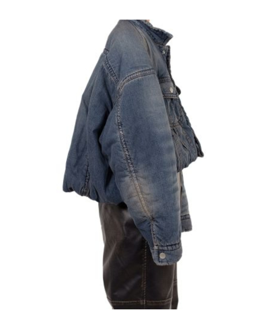 Miharayasuhiro Rolled-up Hem Down Denim Jacket In Purple