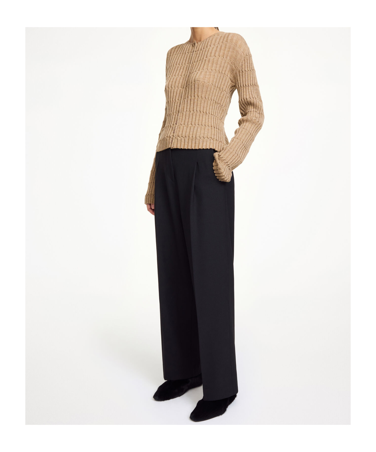 By Malene Birger High-waisted Wide-leg Casual Pants In Black