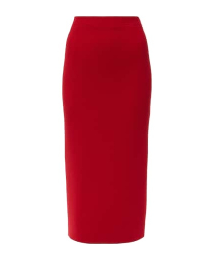 Alessandra Rich Wool Midi Skirt In Red