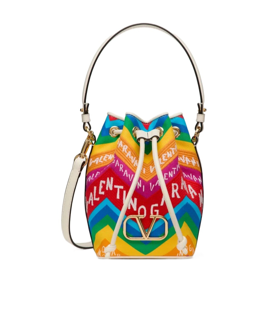 Valentino Mini Escape Canvas Bucket Bag In Multicolor