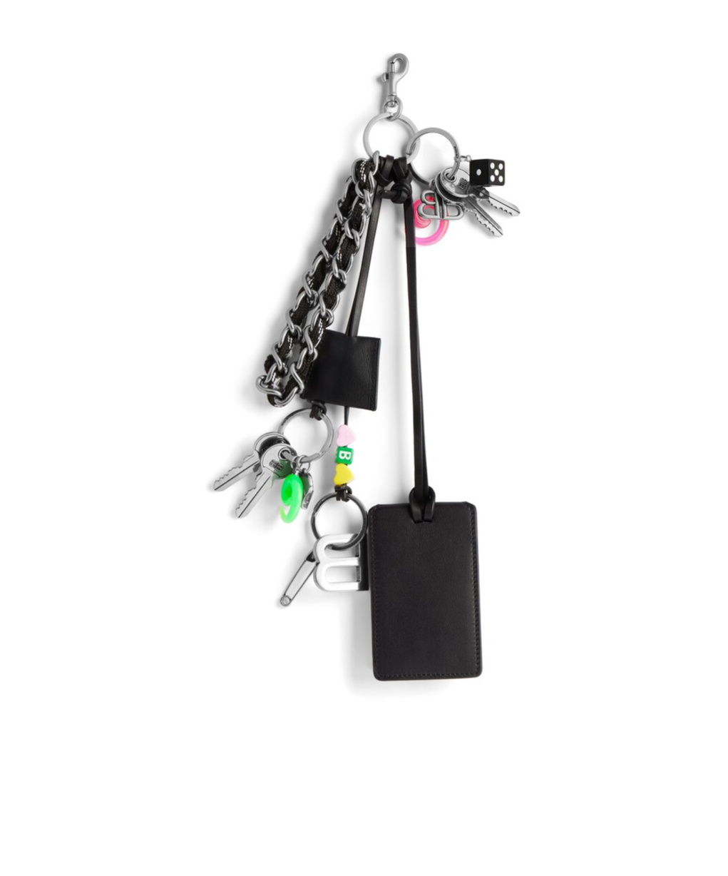 Balenciaga Rodeo Full Charm Tag Keyring In Black