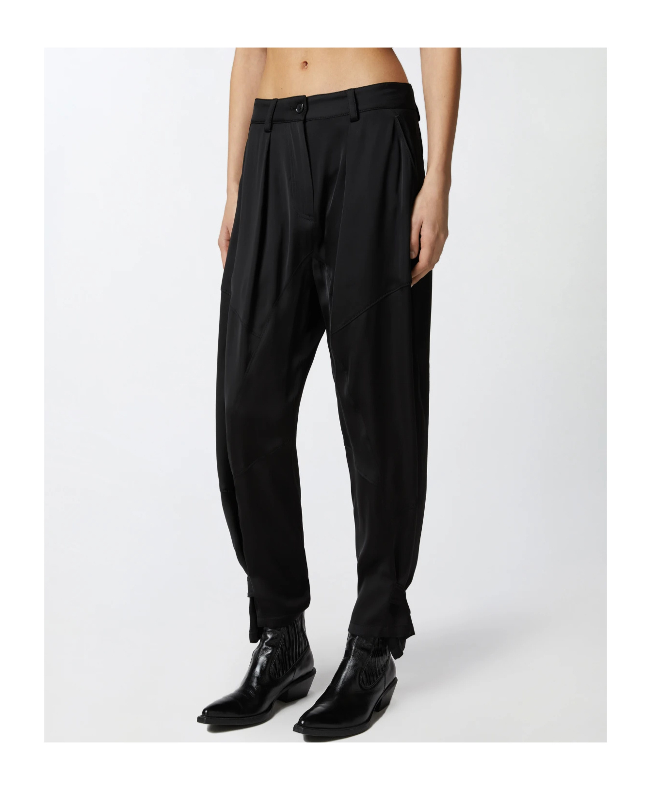Pinko Satin Button Detailed Pants In Black