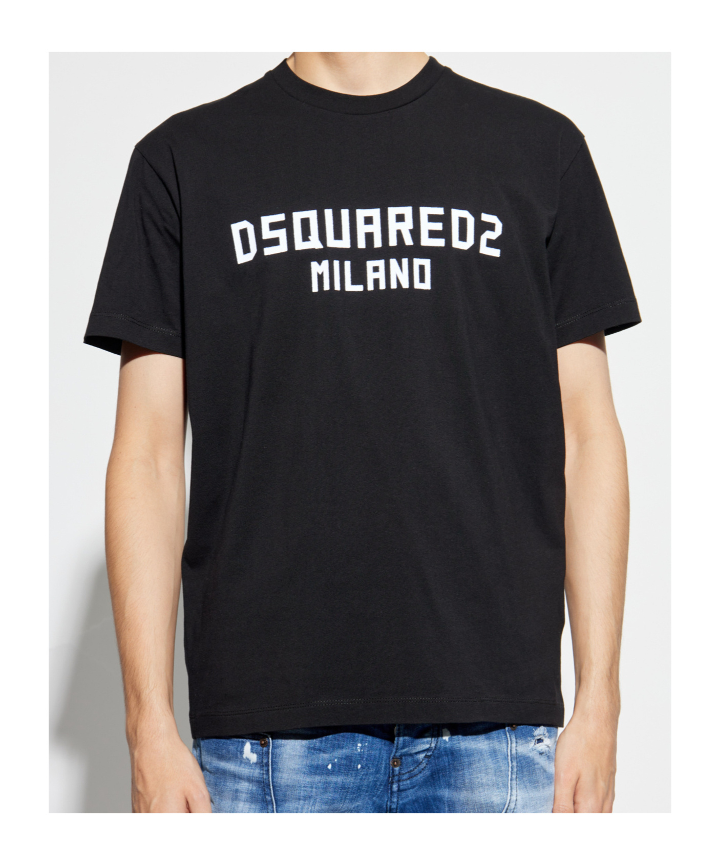 Dsquared2 Black Crewneck T-shirt With Logo Lettering On The Front In Black
