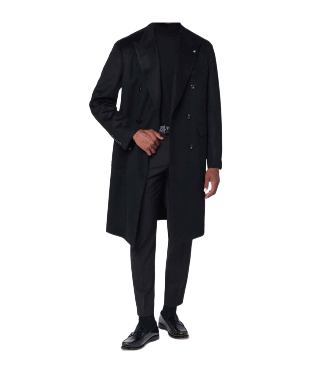 Tagliatore Wool Coat With Double-breasted Design And Belt In Black