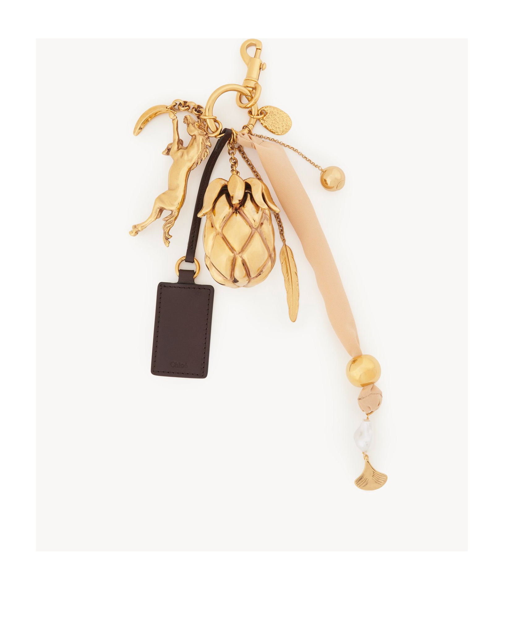 Chloé Giga Pineapple Leather Bag Charm In Nude