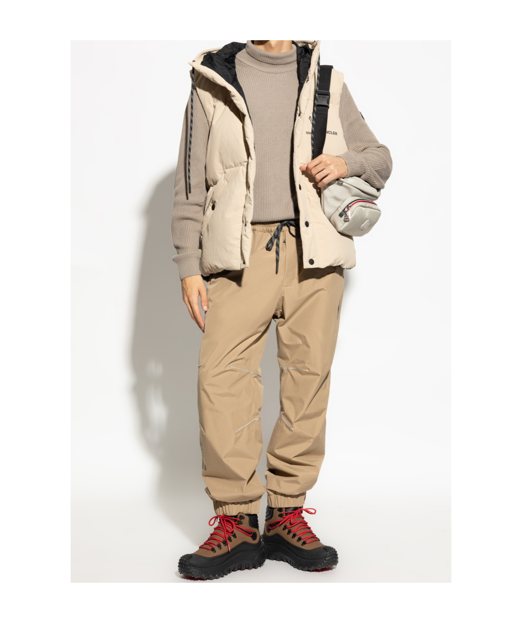 Moncler Logo-print Padded Gilet In Nude