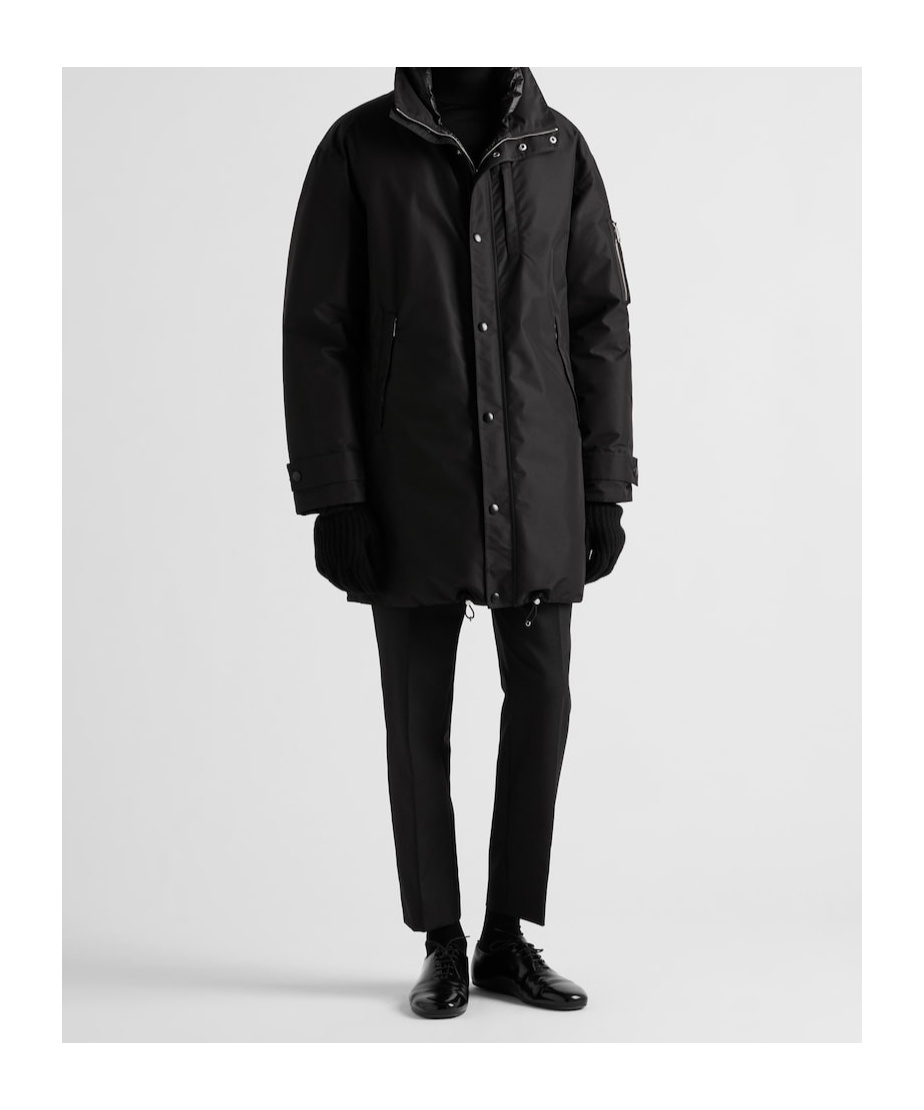 Prada Logo-lettering Coat In Black