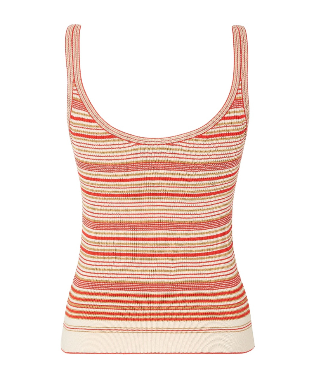 Fendi Beige And Red Striped Cotton And Silk Top