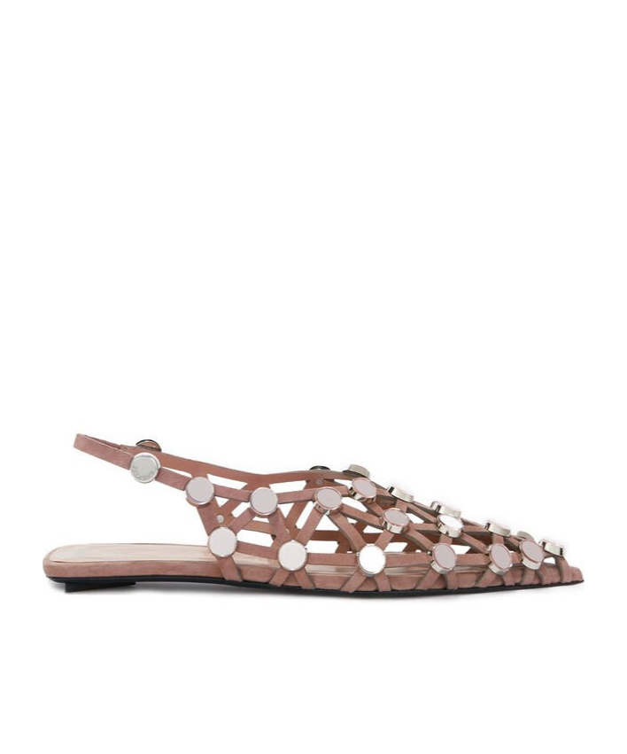 Attico Mud Coloured Grid Ballerina In Neutral