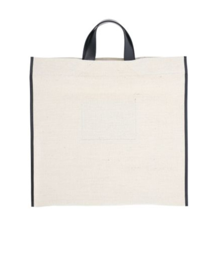 JIL SANDER BORDER BOOK CANVAS TOTE BAG