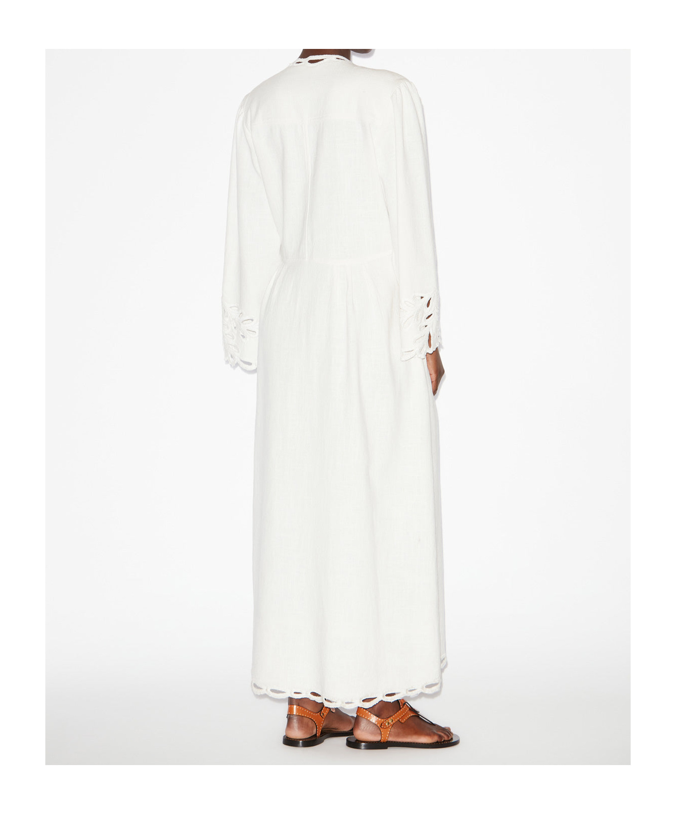 Isabel Marant Étoile Tianny Pleated Broderie Anglaise Cotton Midi Dress In White