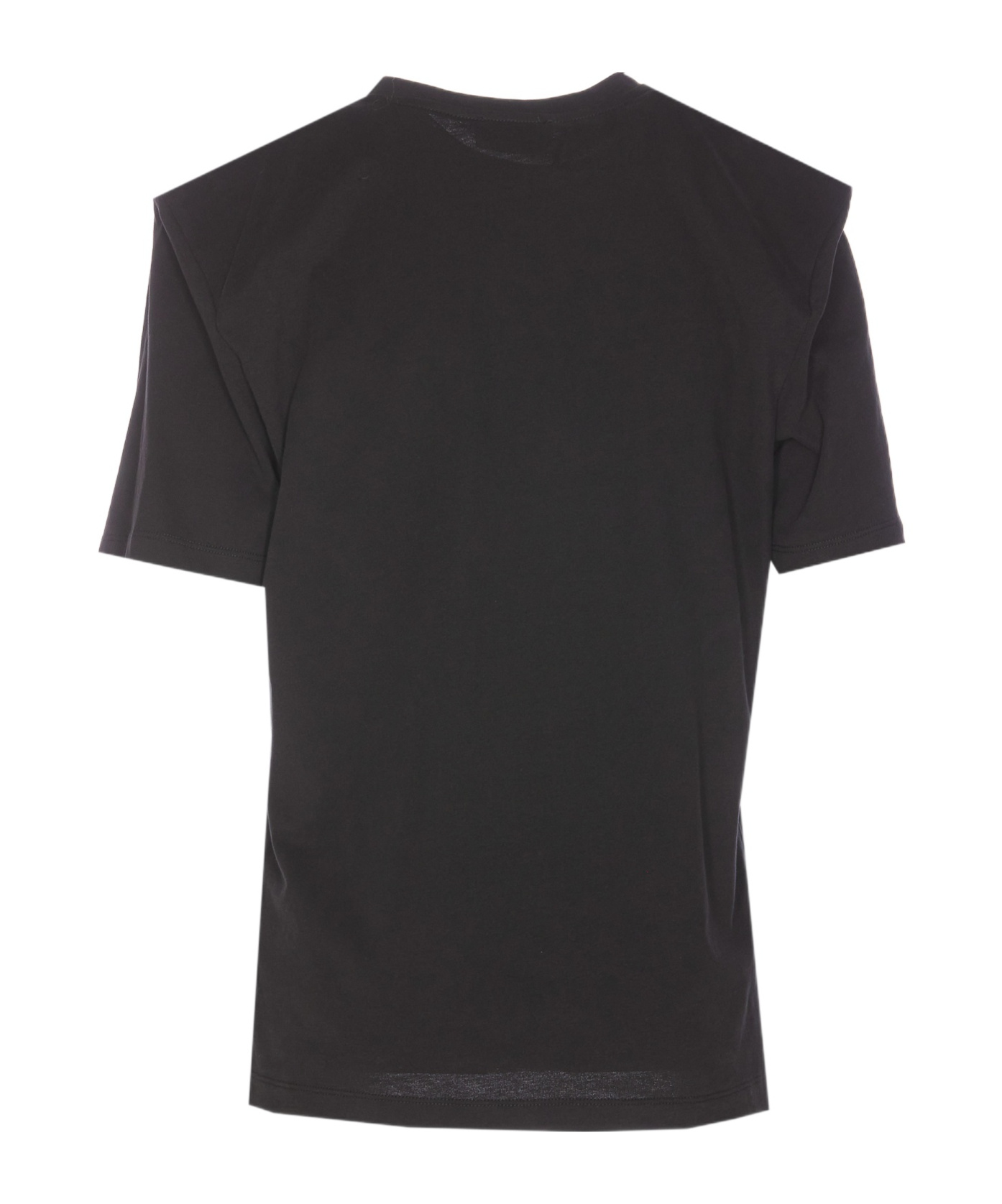Elisabetta Franchi Crewneck Short Sleeves Straight Hem T-shirt In Black