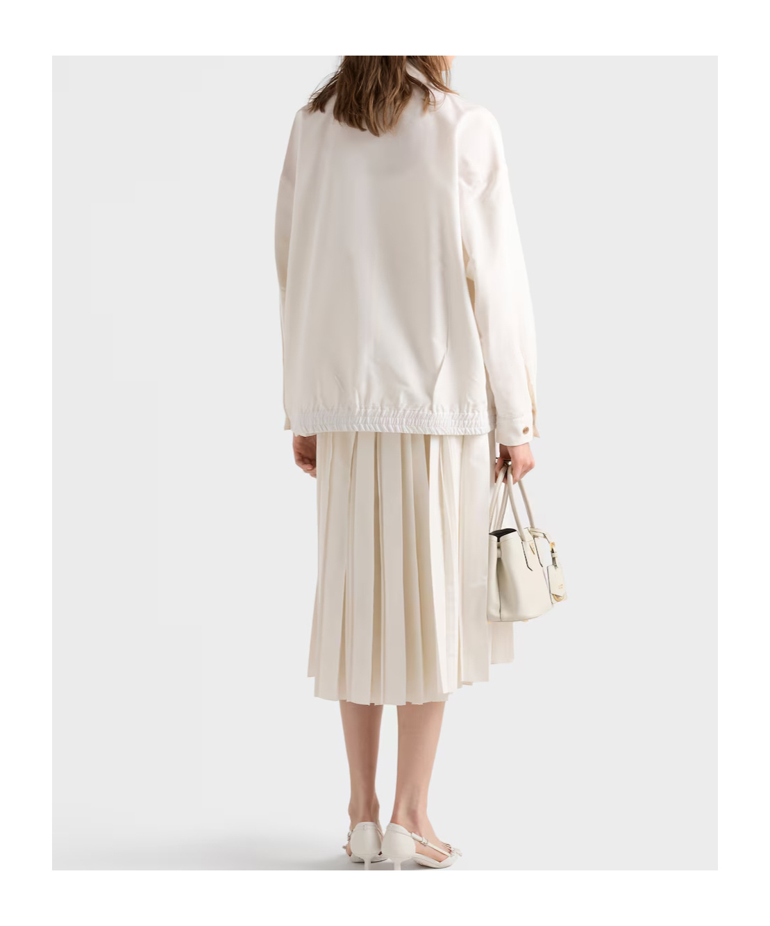 Prada Silk Faille Blouson Jacket In White