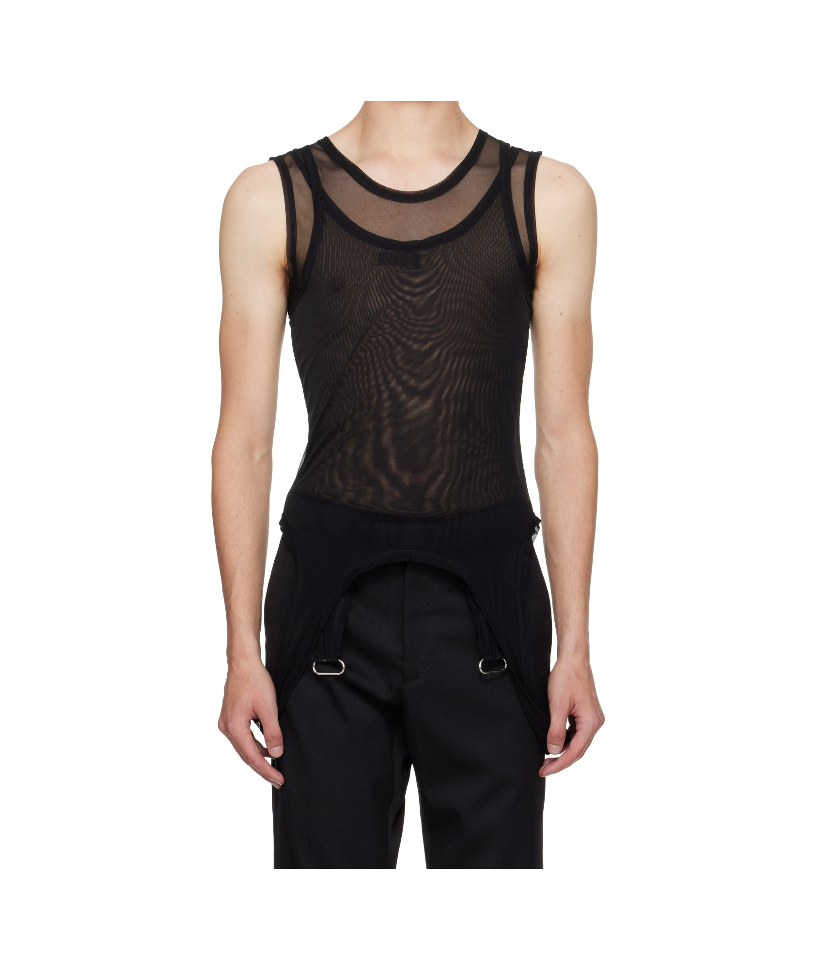 Mugler Transparent Stretch Vest In Black