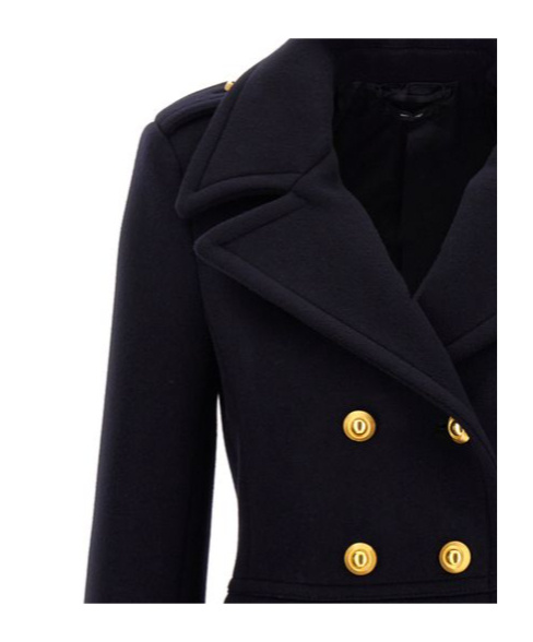 Tom Ford Wool Peacoat In Black