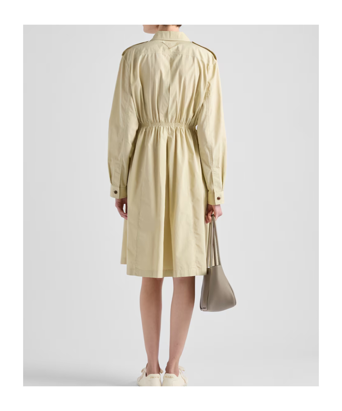 Shop Prada Poplin Shirt-dress In Natural Color
