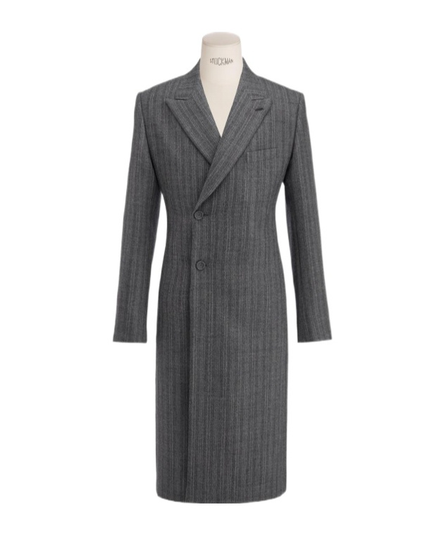 Dior Striped Virgin Wool Double-breasted Coat In Black