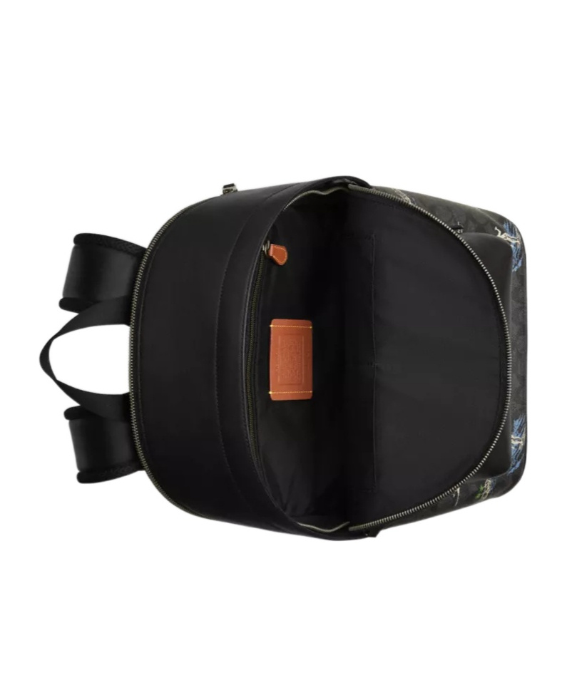 Coach West Backpack In Signature Canvas With Surf Print In Black