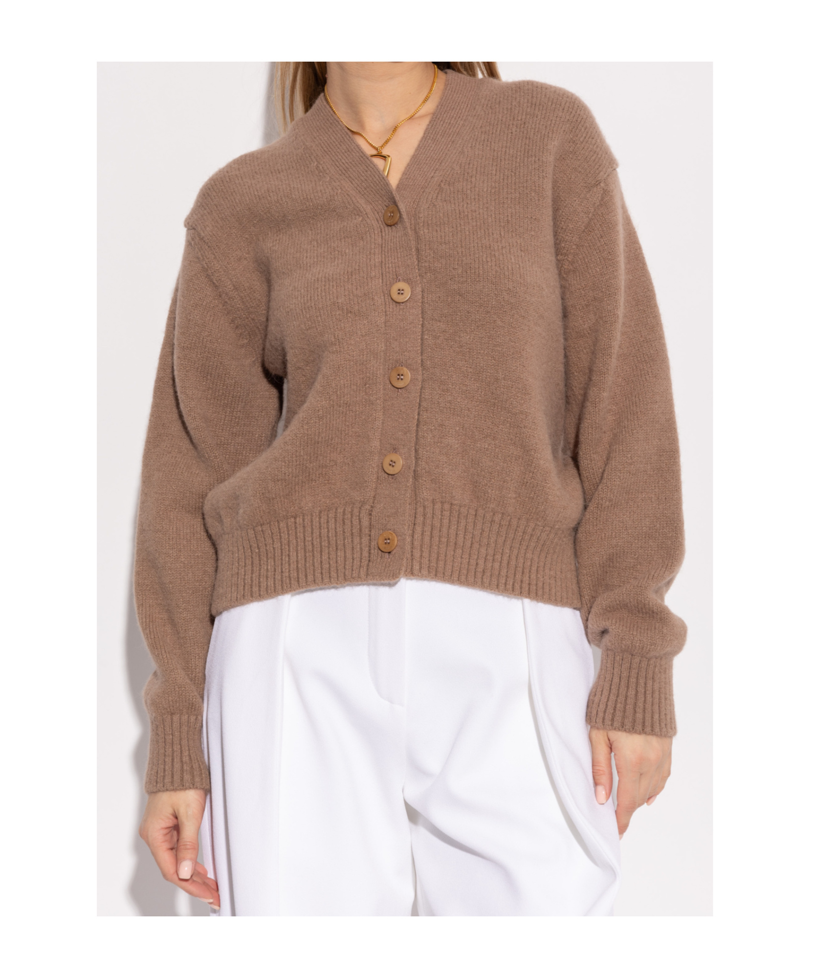 Jacquemus Womens V-neck Branded Alpaca-blend Knit Cardigan In Brown