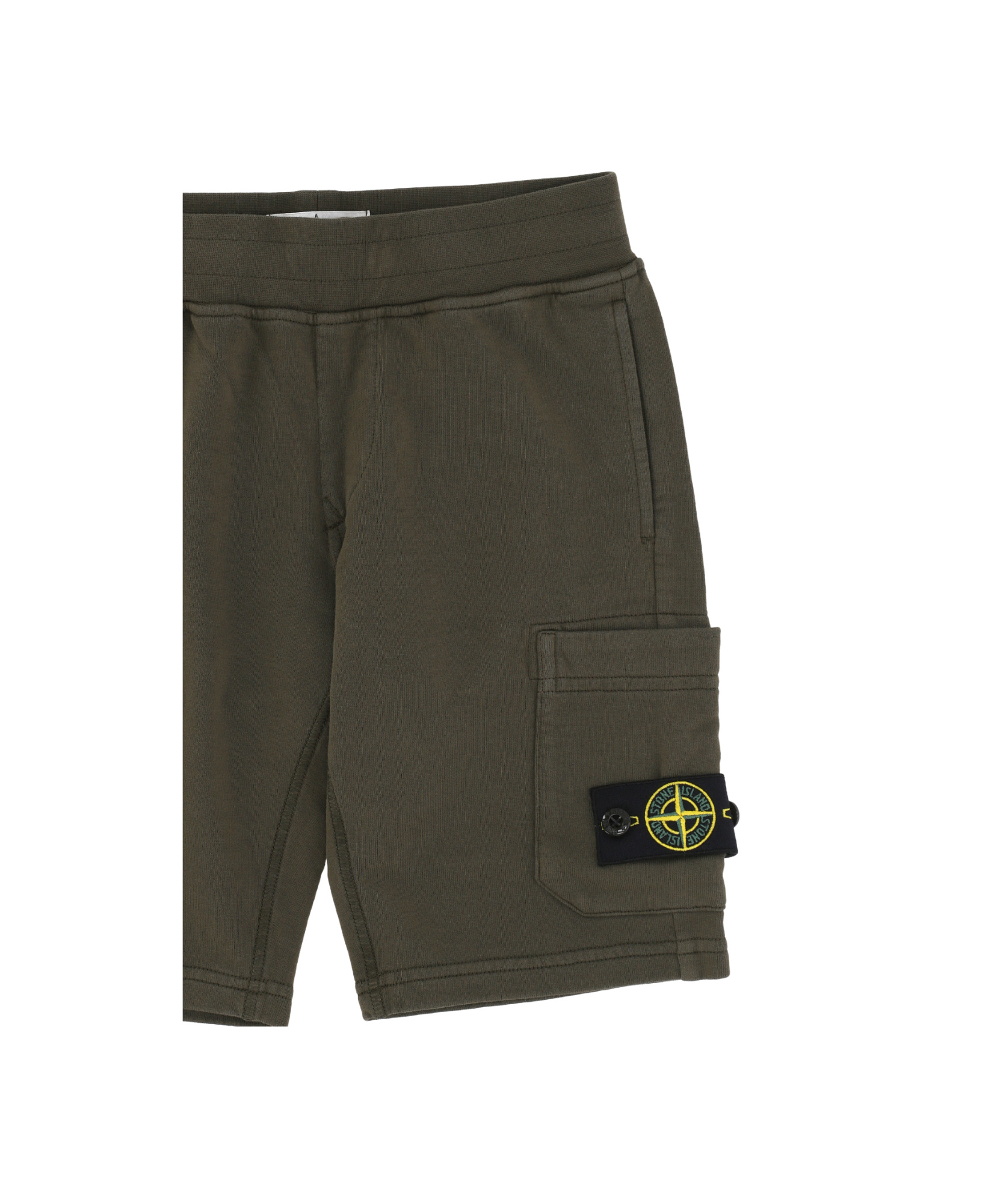 Stone Island Elastic Waist Shorts In Green