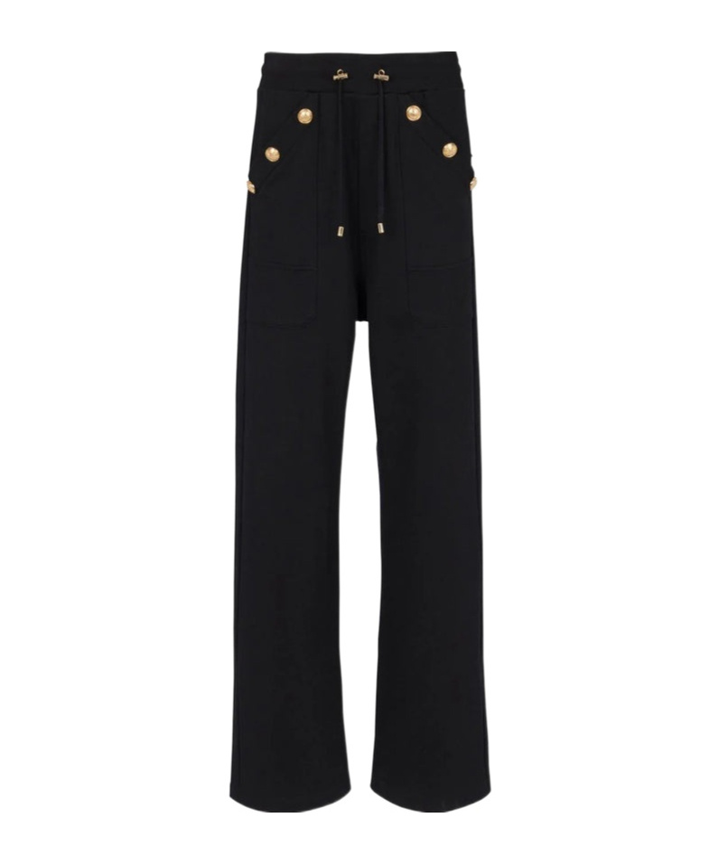 Shop Balmain Loose-fitting Buttoned Joggers In Black