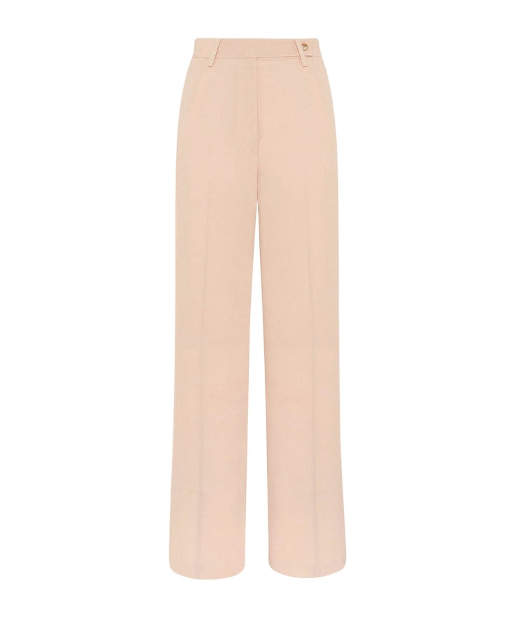 Kiton Satin Trousers Wide Leg Pockets In Nude