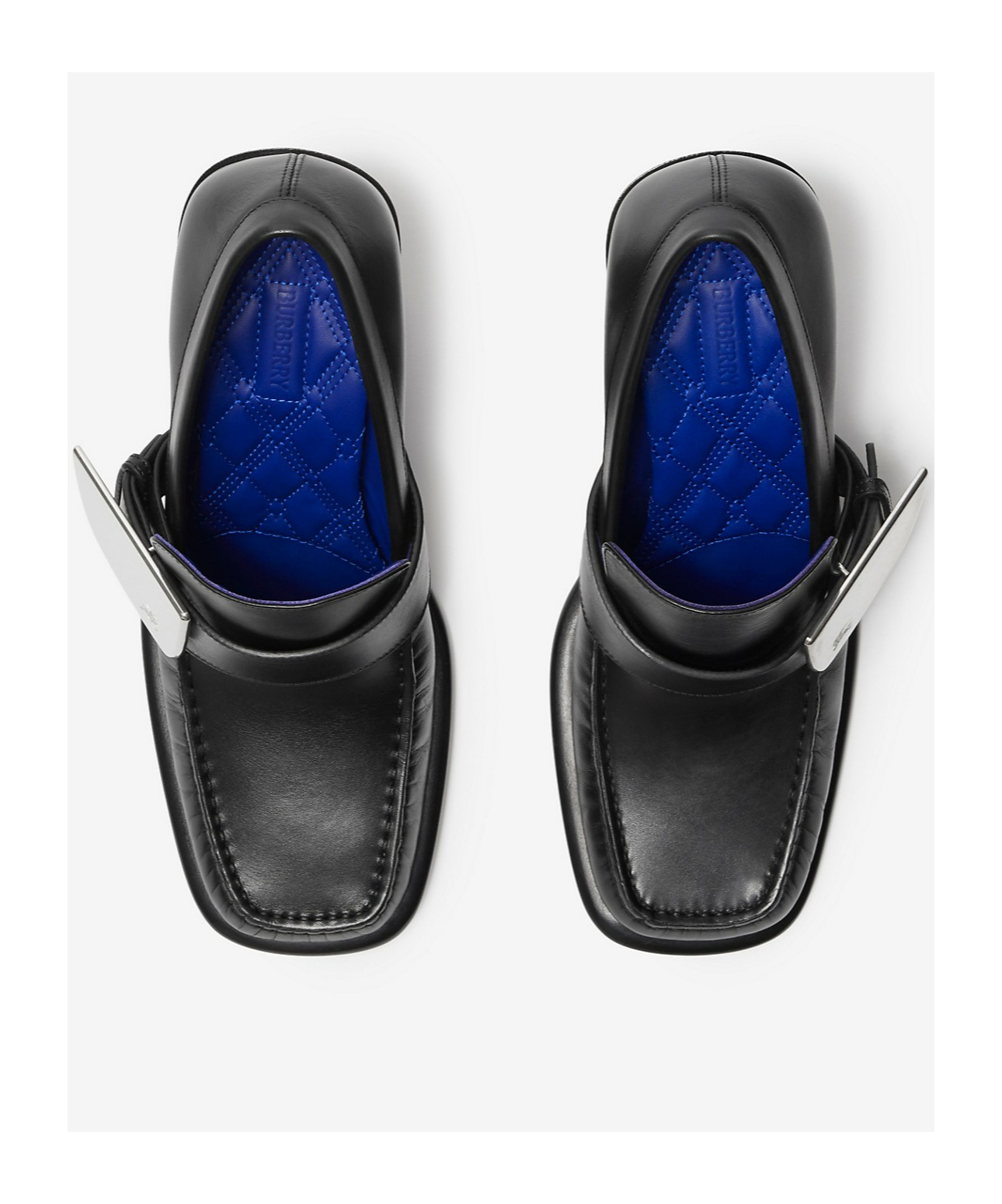 Burberry Leather London Shield High Heeled Loafers In Black