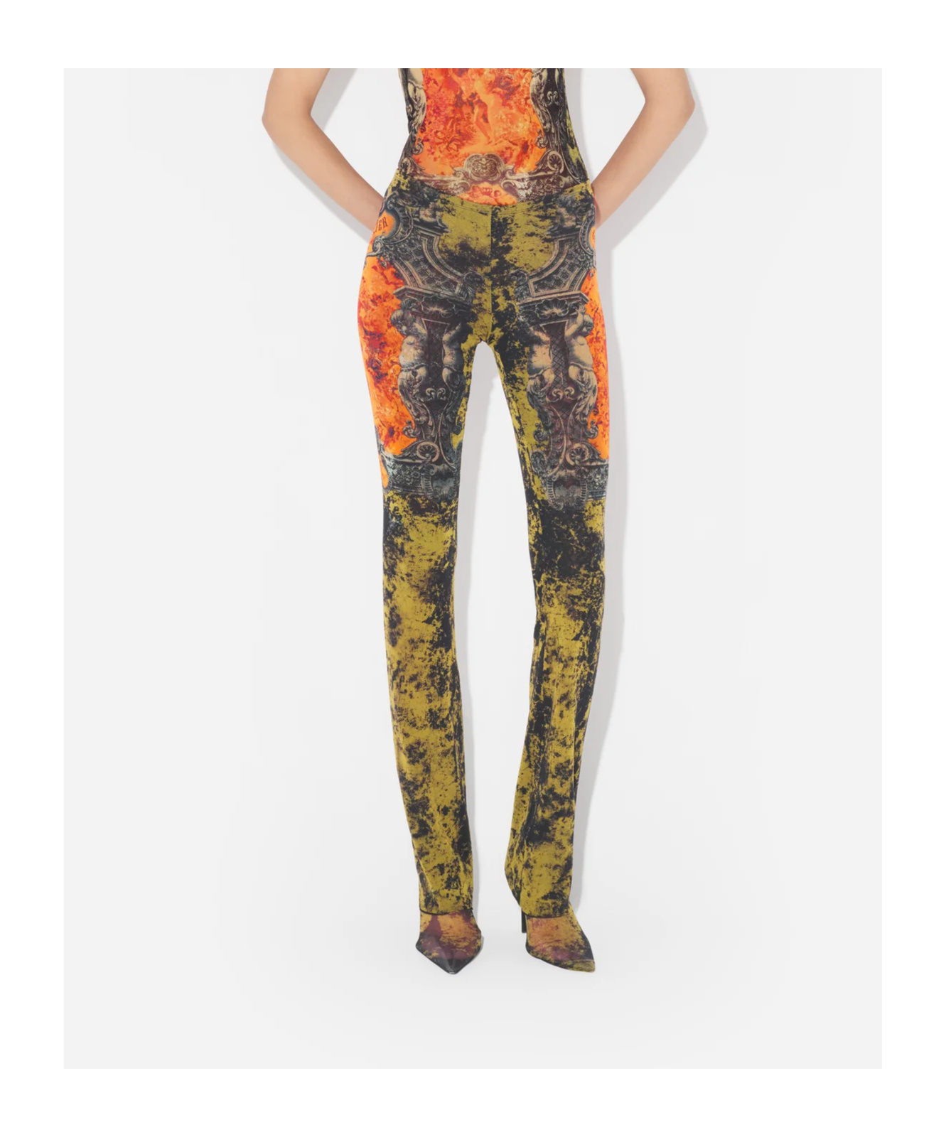 Jean Paul Gaultier Women The Medaillon Print Mesh Trousers