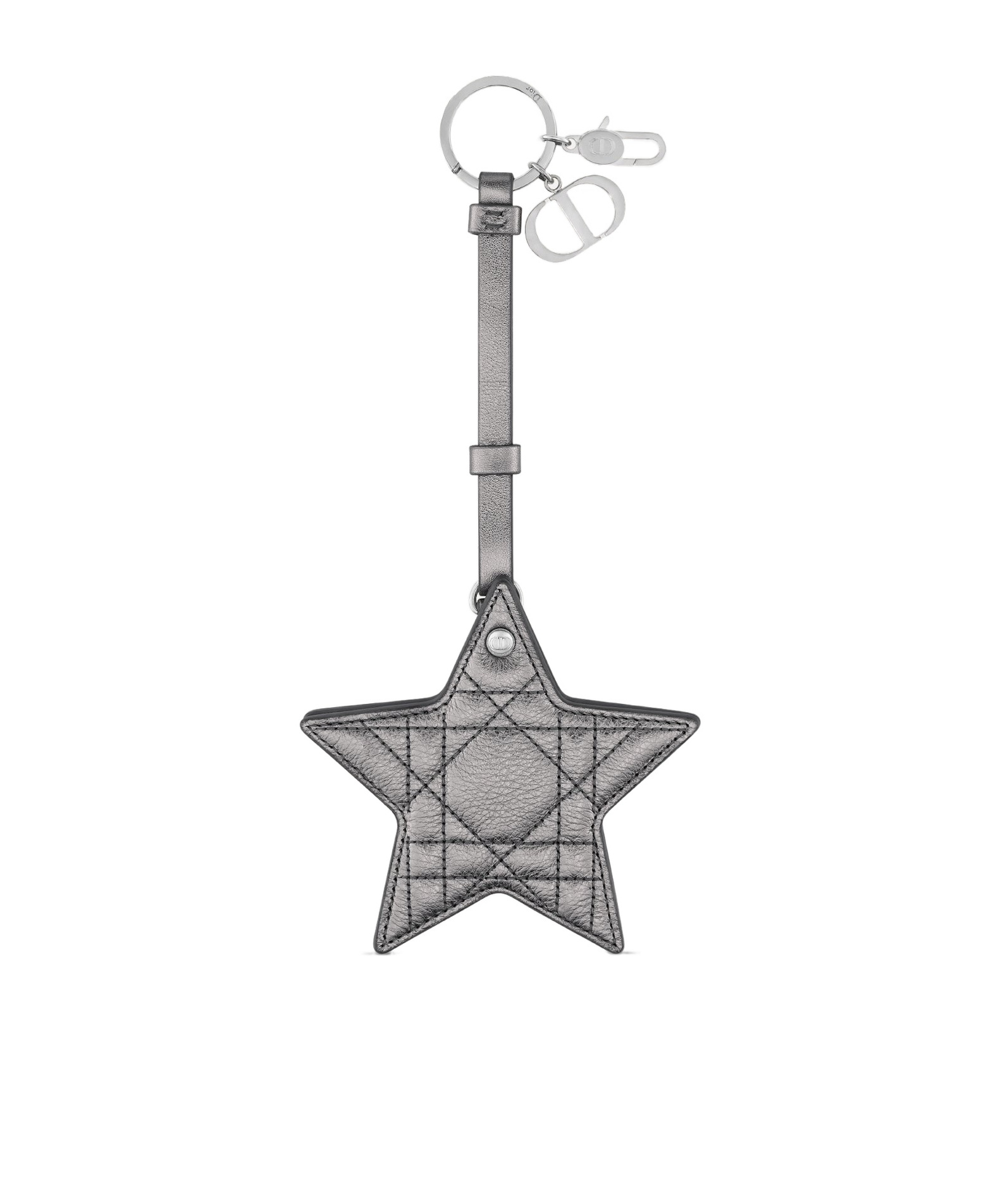 Dior Star Mirror Key Ring In Gray