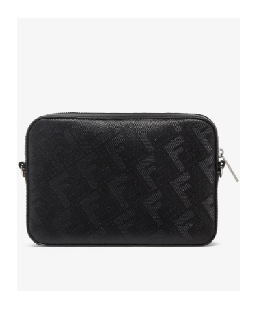 Fendi Diagonal Stripe Ff Motif Camera Crossbody Bag In Black