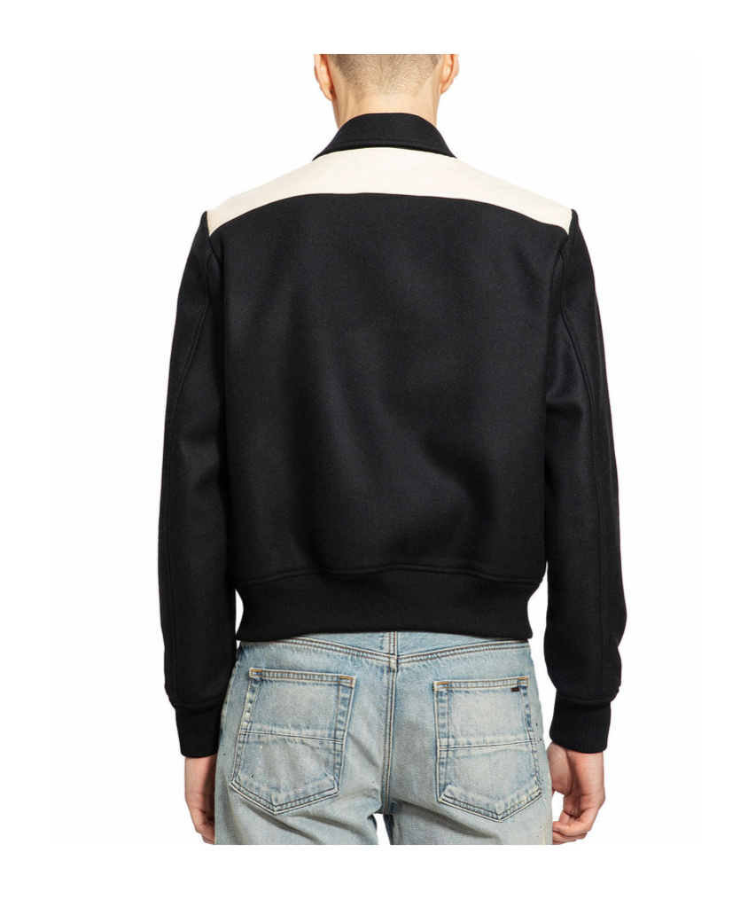 Amiri Tailored Wool And Leather Jacket With Zippered Pockets In Black