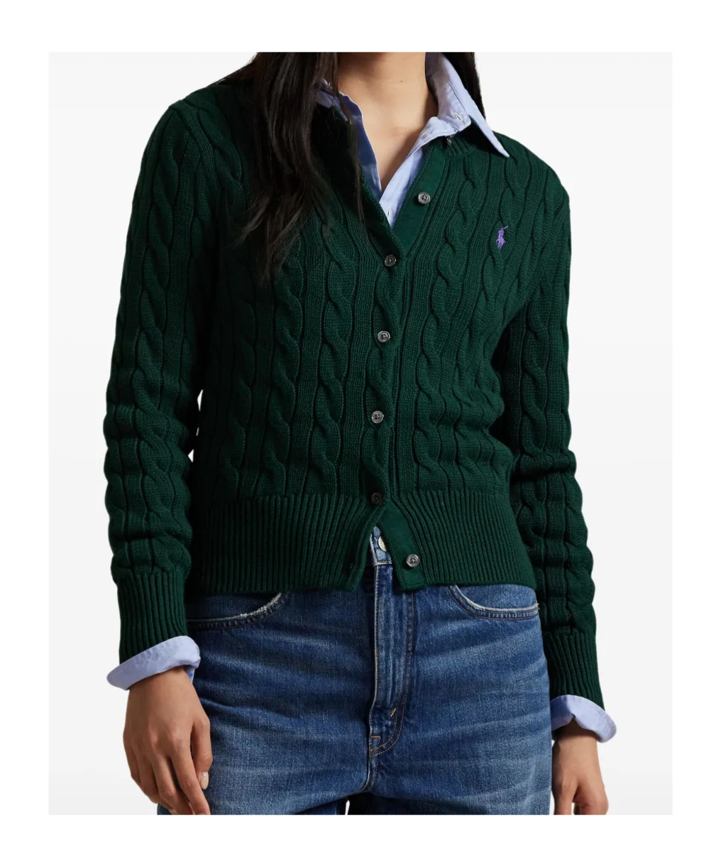 Polo Ralph Lauren Cable-knit Cardigan In Green