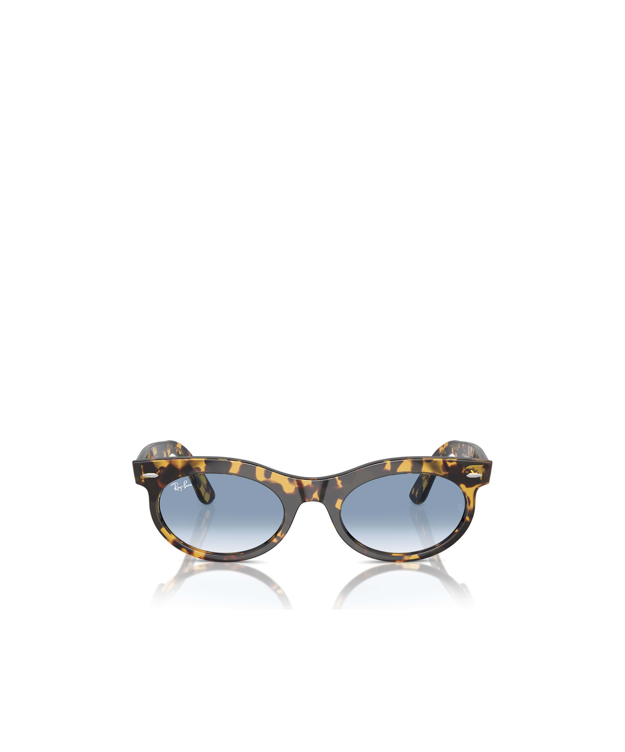 Ray Ban Wayfarer Oval Sunglasses Yellow Havana Frame Blue Lenses 53-22 In Blue