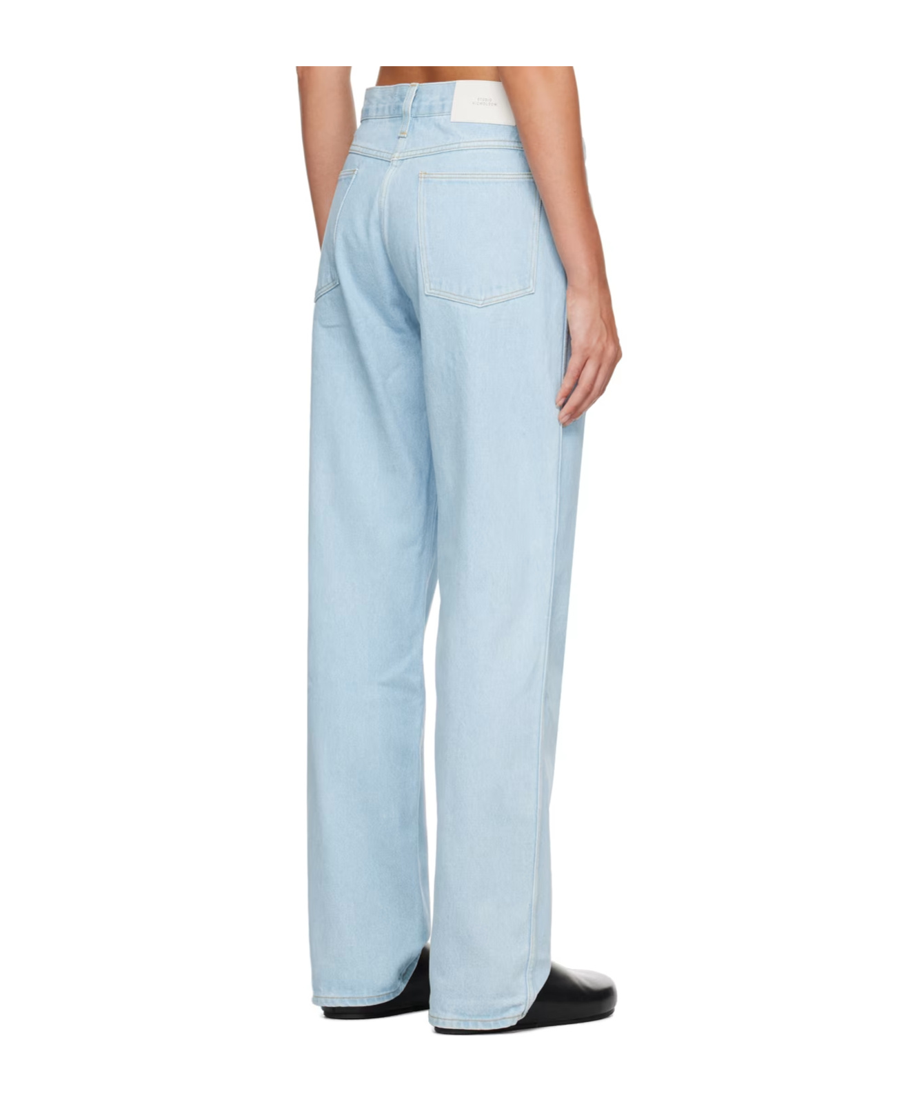 Studio Nicholson Belt Loop Zipper Jeans In Blue