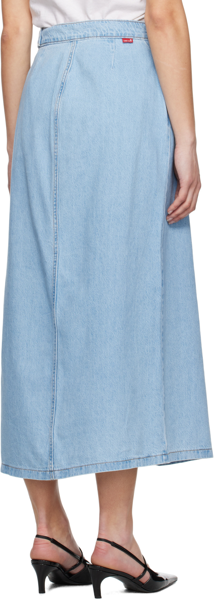 Levi's Blue Column Wrap Denim Maxi Skirt In Blue