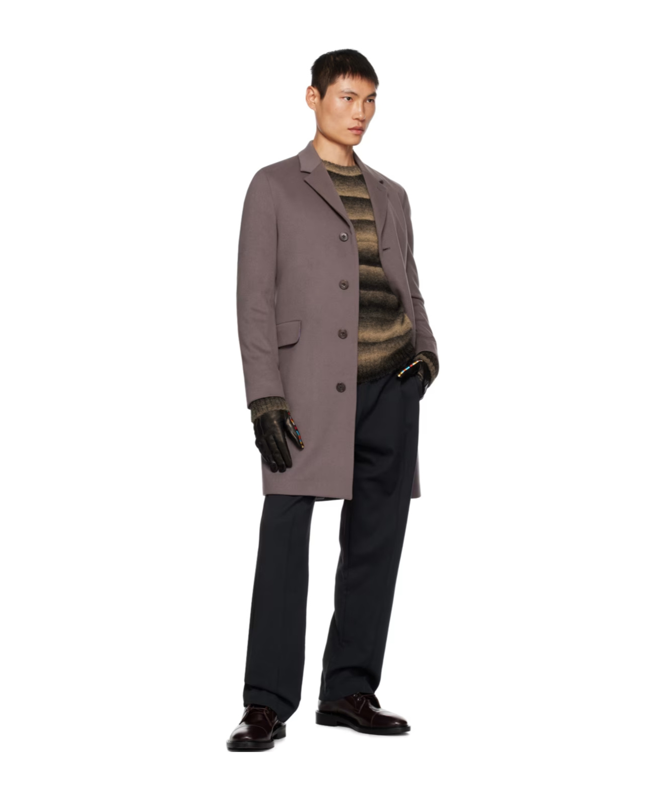 Paul Smith Gray Gents Coat In Black