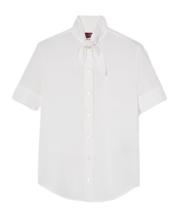 Gucci Silk Crêpe De Chine Shirt With Embroidery In White