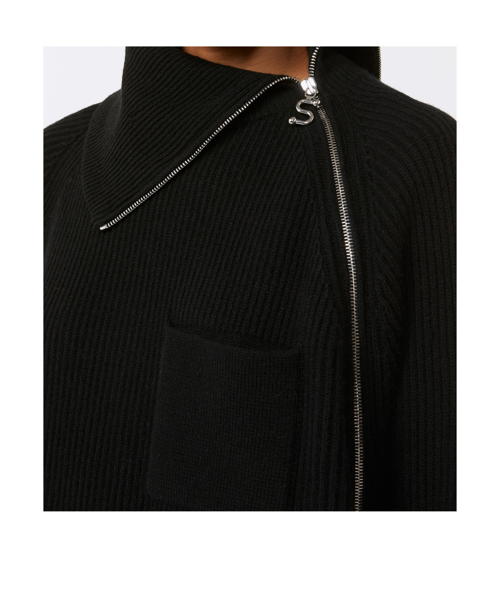Sportmax Long-sleeved Zip-up Sweater In Black