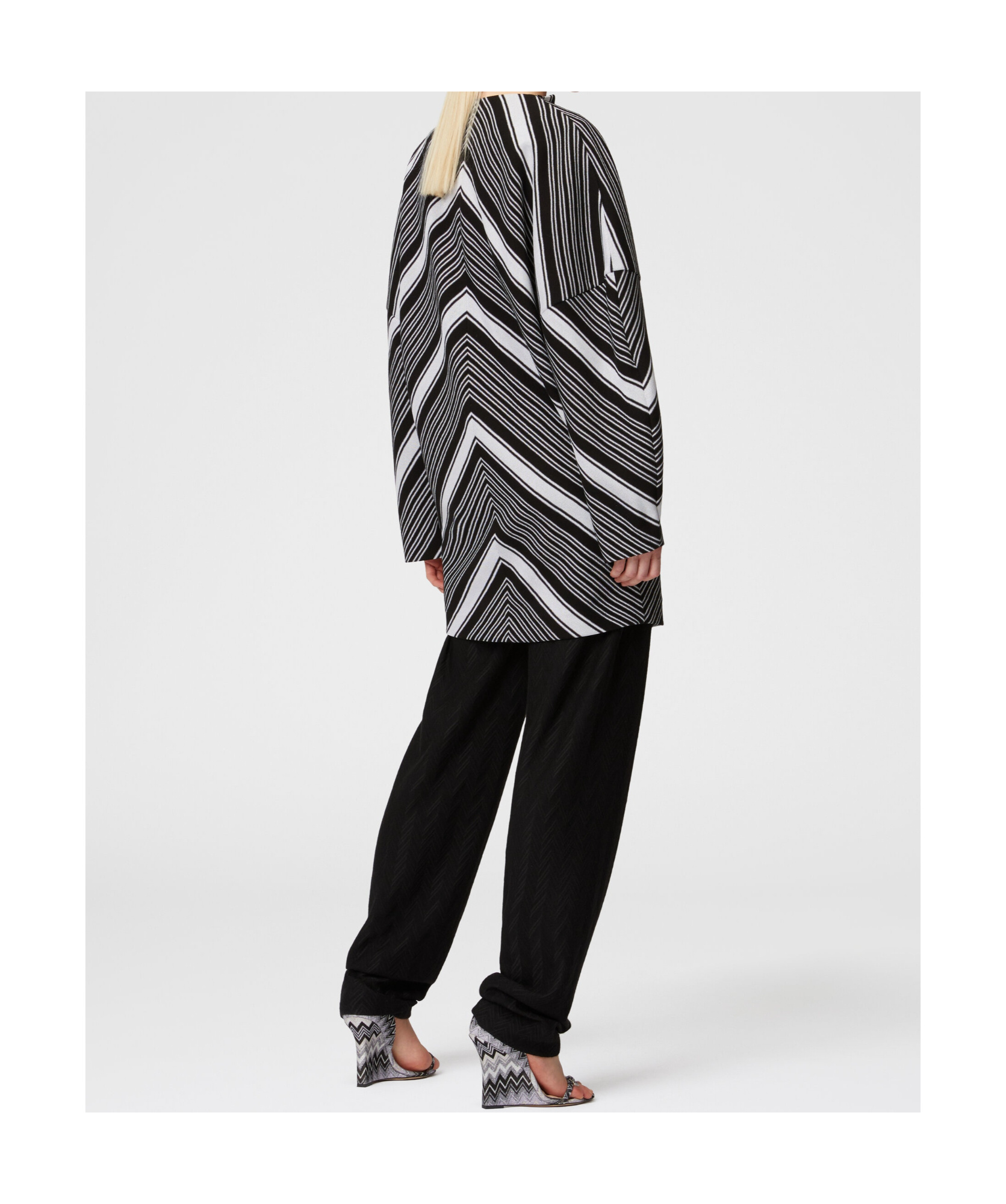 Missoni Black Chevron Viscose Mini Dress With Oversized Sleeves In Black