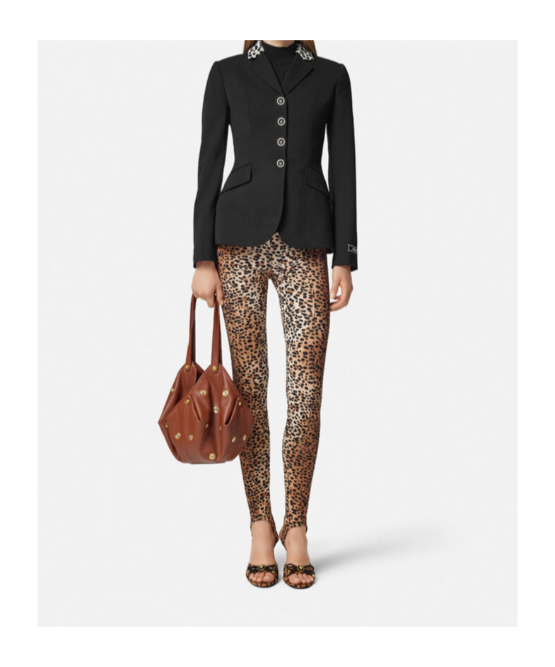 Versace Leopard-print Stirrup Leggings In Brown