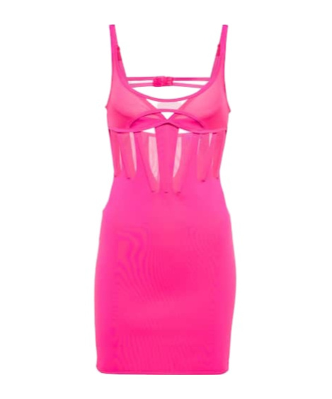 Mugler Paneled Bustier Minidress In Pink