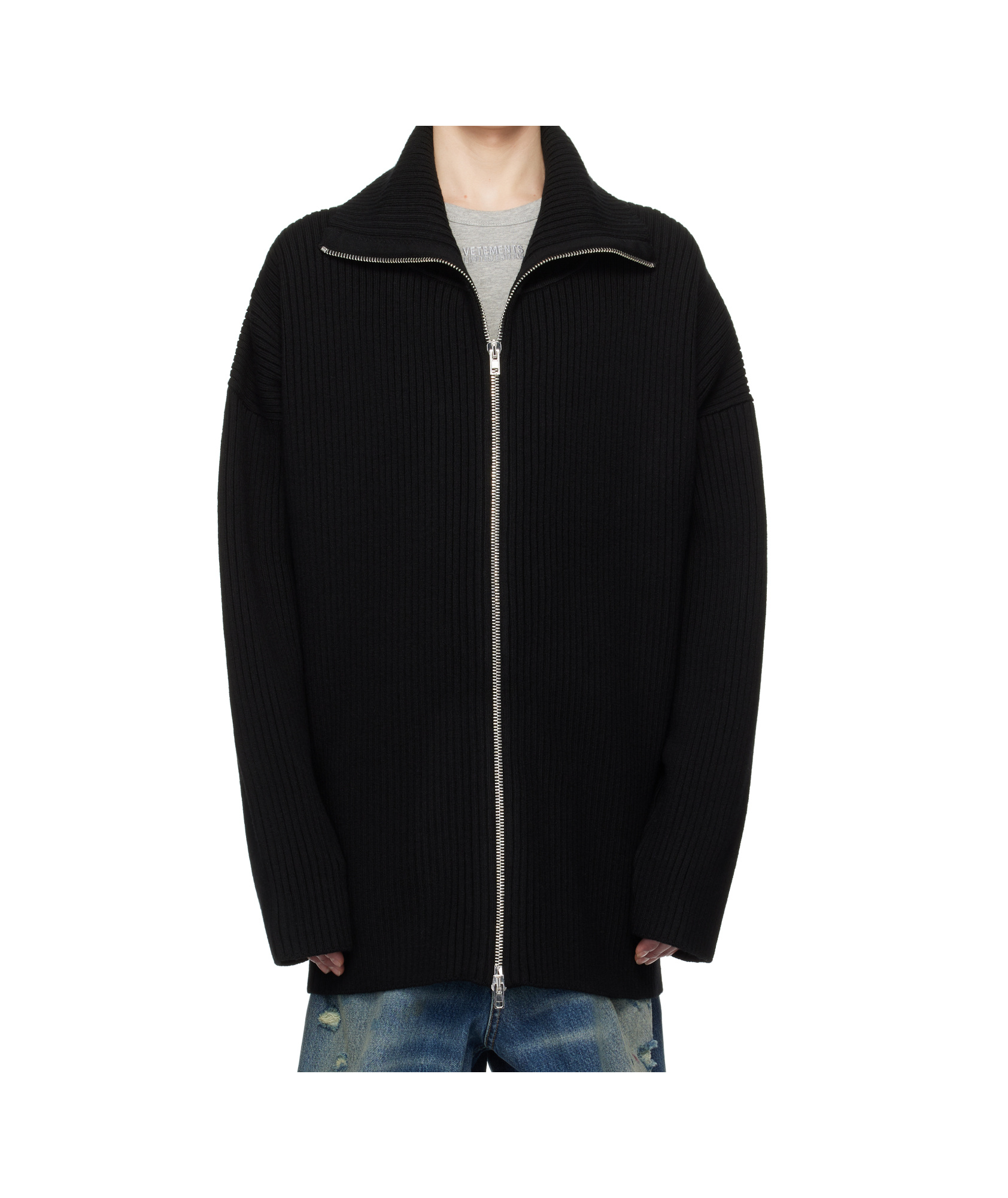 Vetements Zip-up Cardigan In Black