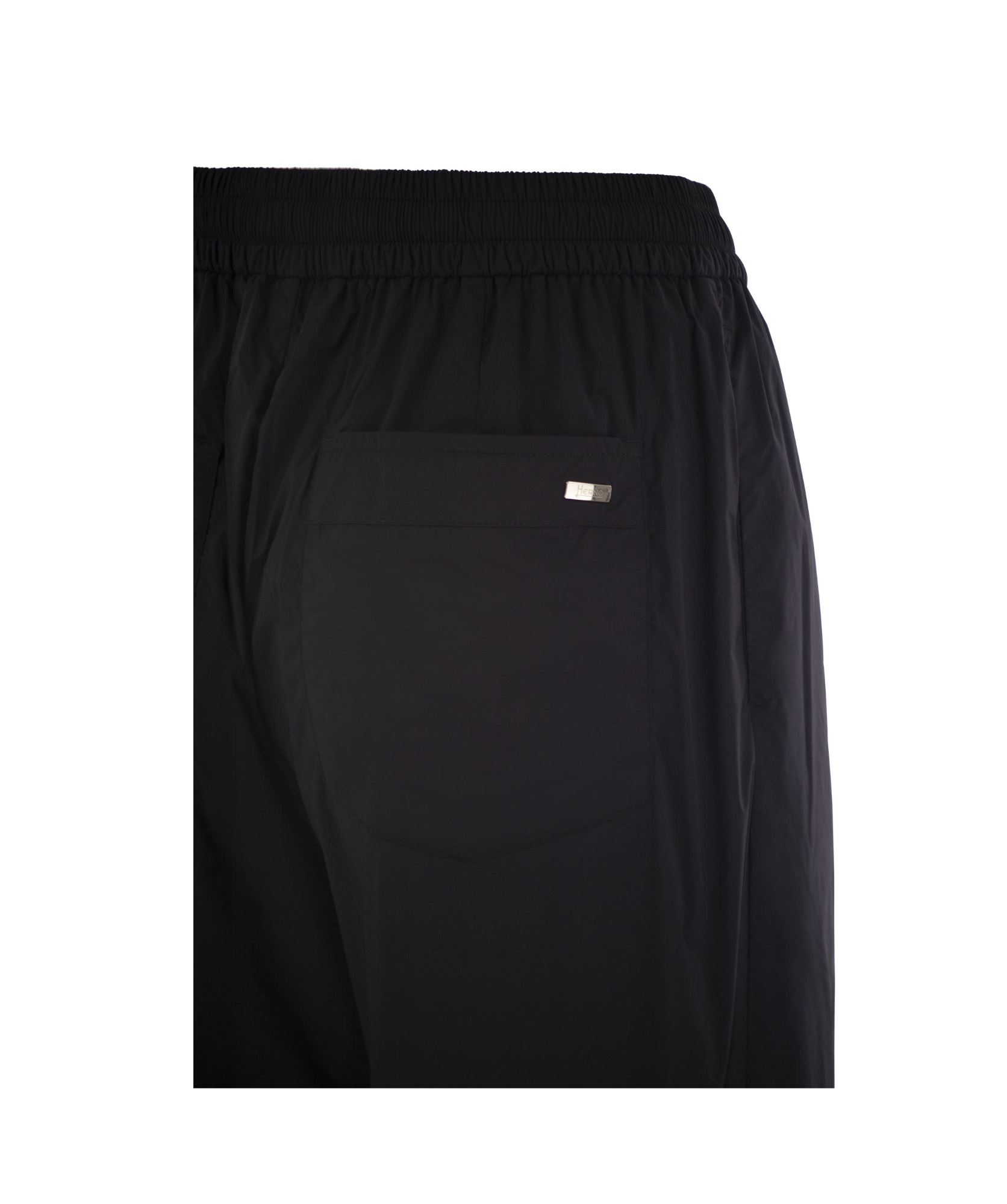 Herno Blue Pants With Elastic Drawstring Waist In Tech Fabric Woman In Black