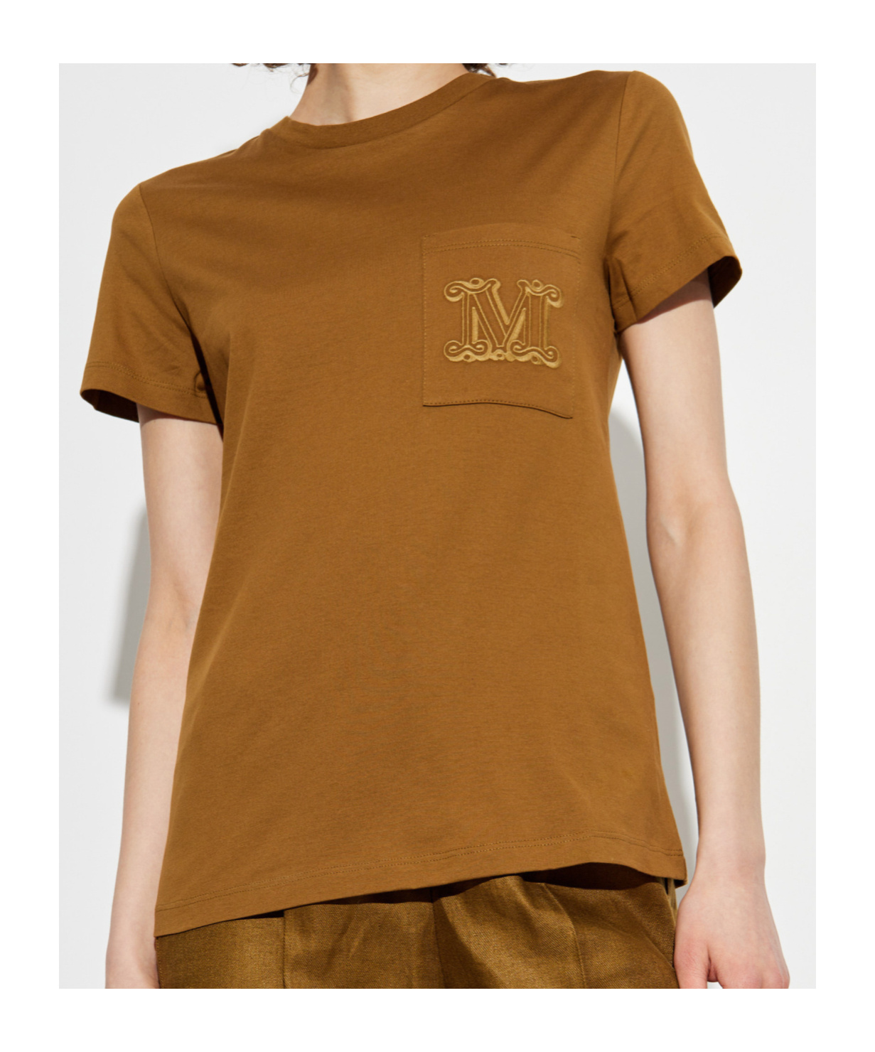 Max Mara Papaia Logo T-shirt With Pocket In Brown