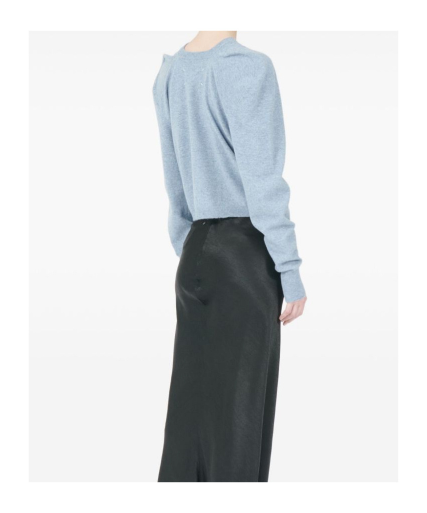 Maison Margiela Long Sleeve Knit Sweater With Crew Neck In Blue