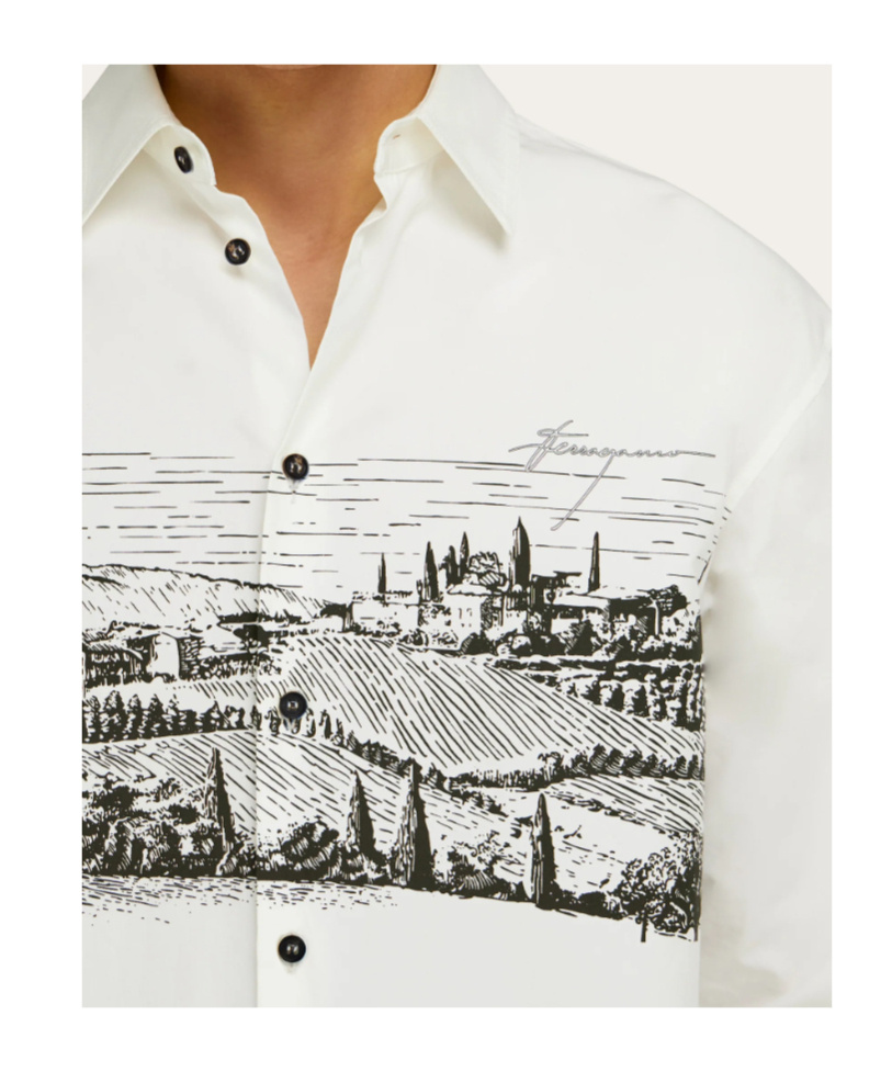 Ferragamo Back To Earth - Printed Shirt In White